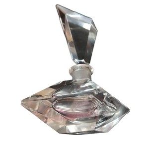 Crystal Perfume Decanter MCM Art deco hand ground  Vintage Angled Large Clear